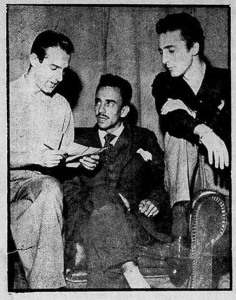 1957 - Durval ensaia "Durval, o garoto-propaganda" juntamente com o cantor  Luiz Vieira e o ator Gabrielo Paone